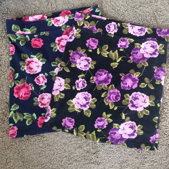 two floral print body con skirts