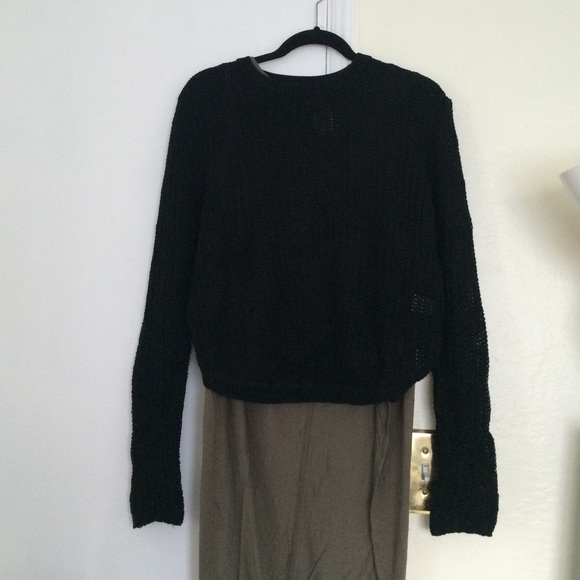 Black open knit jumper pullover sweater