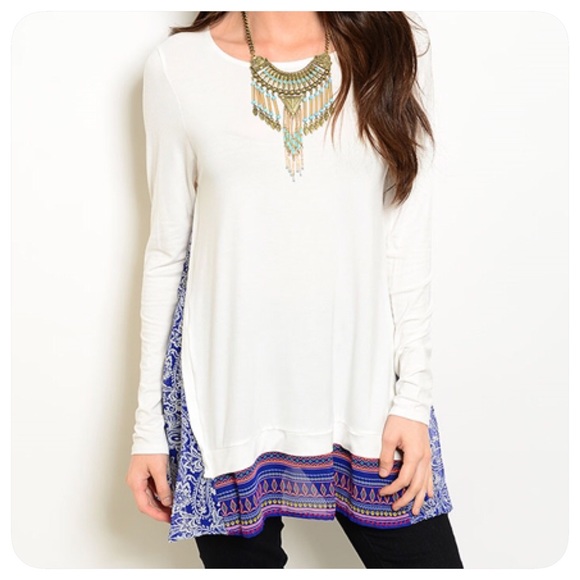 LAST ONE! Cream Tunic w/ Colorful Inset - Picture 2 of 3