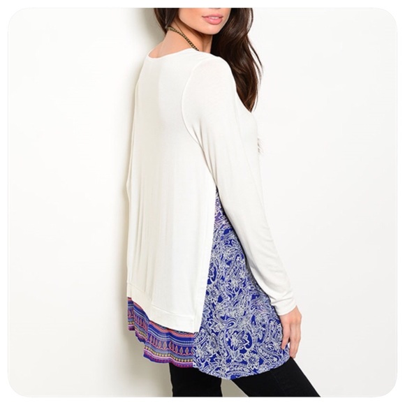 LAST ONE! Cream Tunic w/ Colorful Inset - Picture 3 of 3