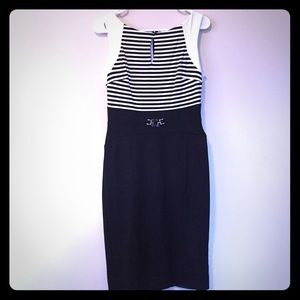 Black and white dress with attached belt