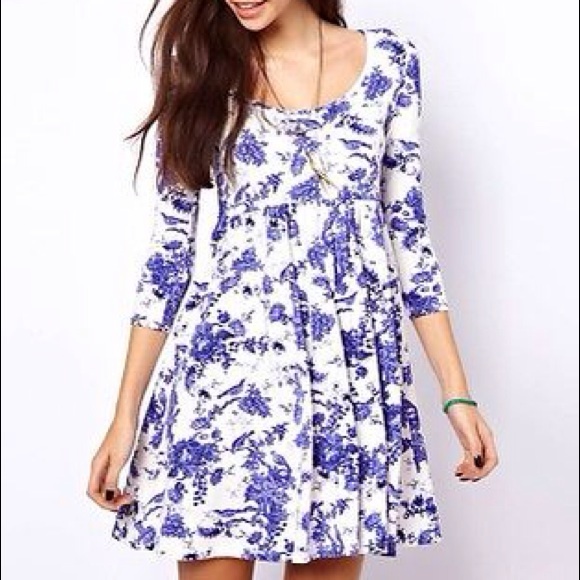 ASOS Dresses & Skirts - ASOS blue & white toile pattern skater dress