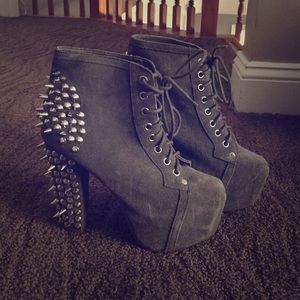 Jeffrey Campbell gray suede studded Litas