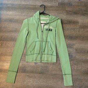 Light green Hollister zip up hoodie