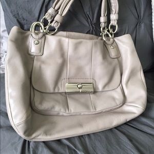 Authentic Taupe Leather Coach Purse