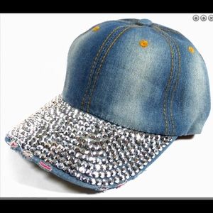 Rhinestone Distressed Bling Baseball Cap