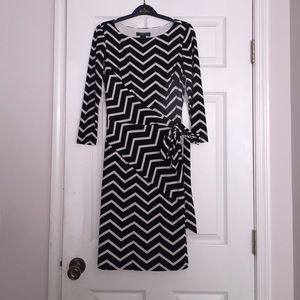 Lauren Ralph Lauren black and ivory chevron dress