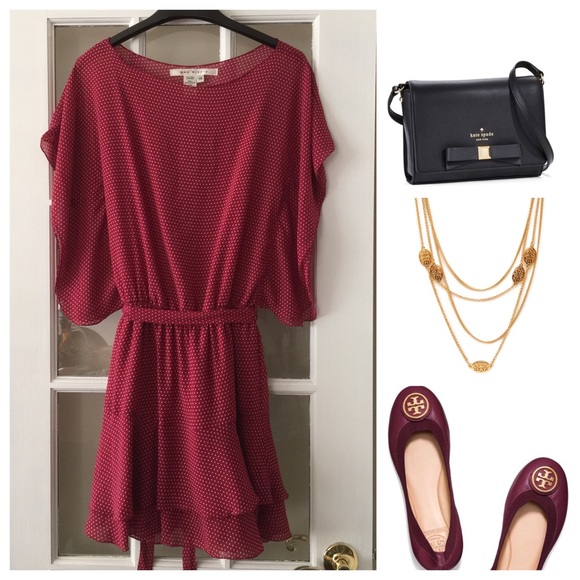 Max Studio Dresses & Skirts - Red with White Dotted-Print Dress