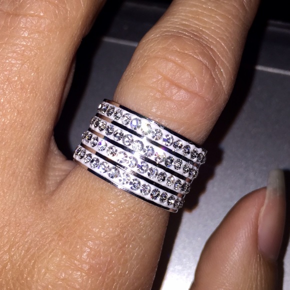 Crystal Eternity Band Ring size 6.5 NWT Steel