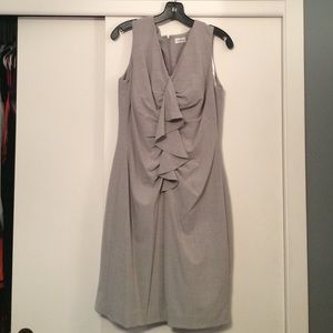 Calvin Klein Light Gray Ruffle Dress