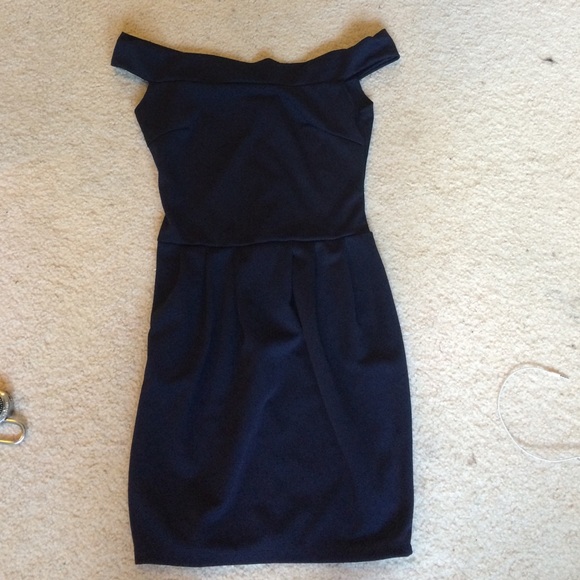 Dark blue off the shoulder dress