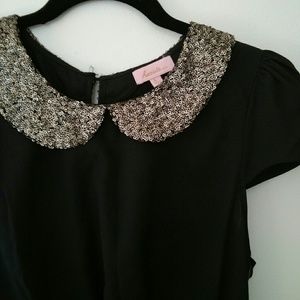 Sequin Peter Pan Collar Top