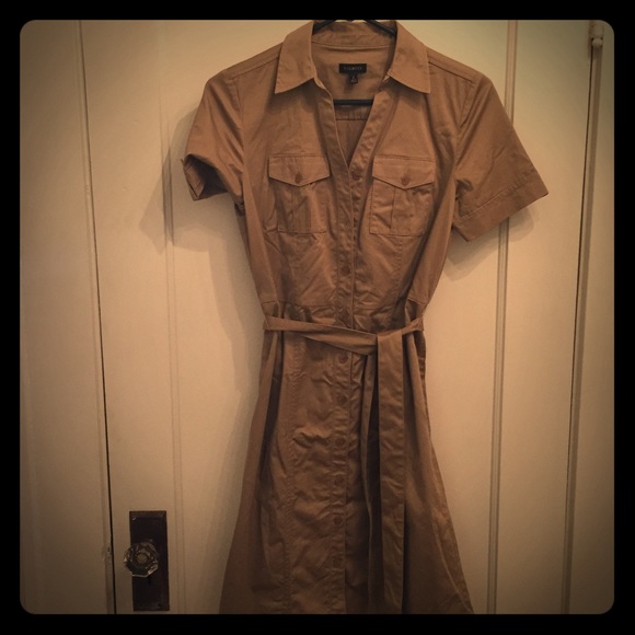 Talbots tan shirt dress