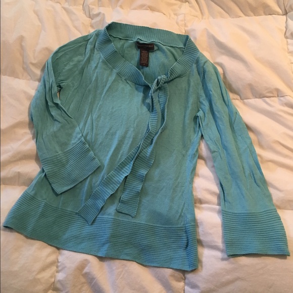 Banana Republic teal ribbed 3/4 sleeve sweater