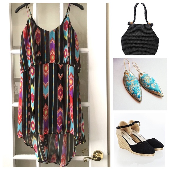 High-Low Ikat Print Dress