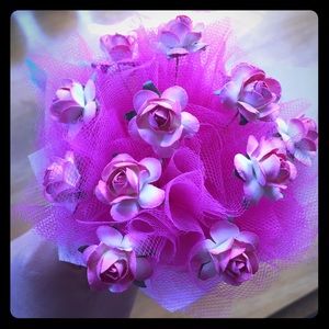 Miniature mini pink artificial flower bouquet