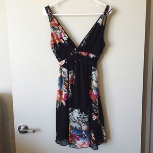 Black Hawaii Print Dress
