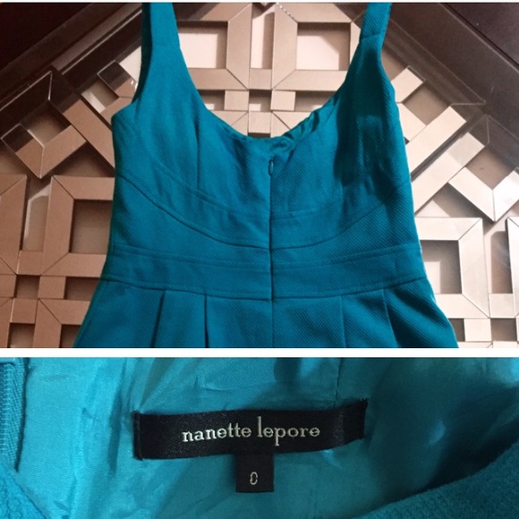 SOLD Auth Nanette Lepore Teal Jacquard Dress 0 - Picture 2 of 4
