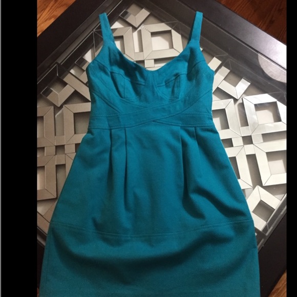 SOLD Auth Nanette Lepore Teal Jacquard Dress 0 - Picture 3 of 4