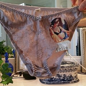 Taupe colored panties and matching garter belt