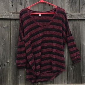 AMERICAN EAGLE MAROON STRIPED SWEATER