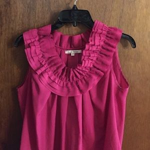 Fuchsia Ruffle Sleeveless Top