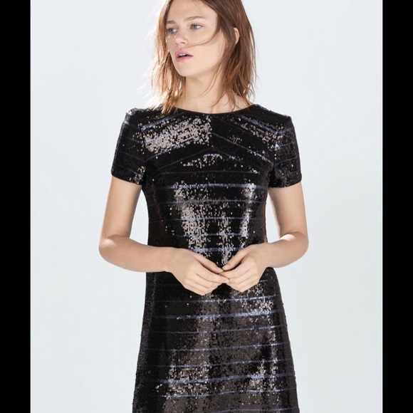 Zara Striped Sequin Dress