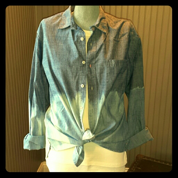 *SOLD* Upcycled Dip Dyed Urban Denim Shirt