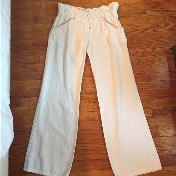 Free people white linen pants