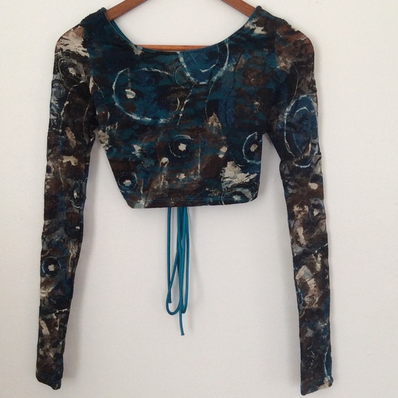 Monaco.Lace,multicolor,long sleeve,tie up crop top