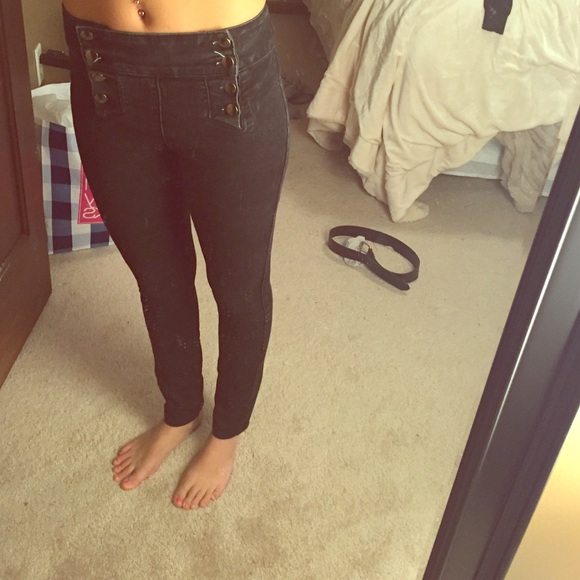 Black denim sailor jeans