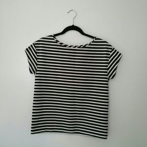 Black/White Striped Boxy Top
