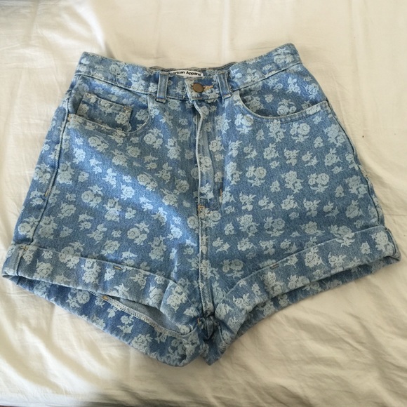 American Apparel Pants - Floral Jean high waisted shorts