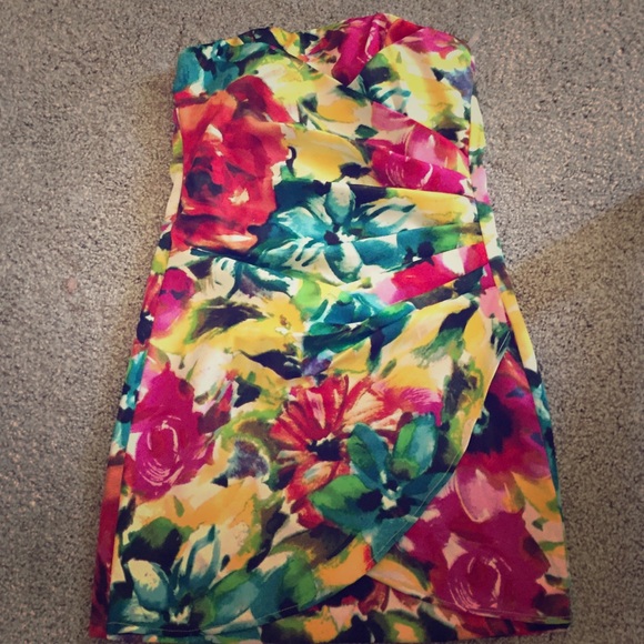 Floral summer/formal strapless dress
