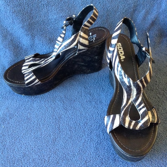 Soda brand. Brown/off-White zebra print shoes.