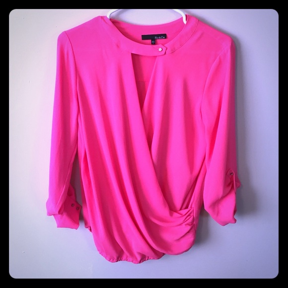 Hot pink polyester blouse