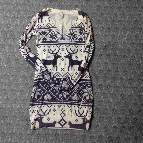 A warm cotton long sleeve sweater dress