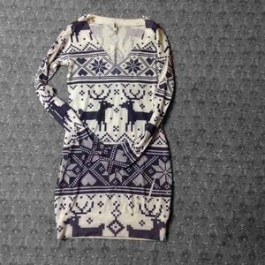 A warm cotton long sleeve sweater dress