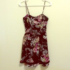 Black/Floral printed dress with cage back detail