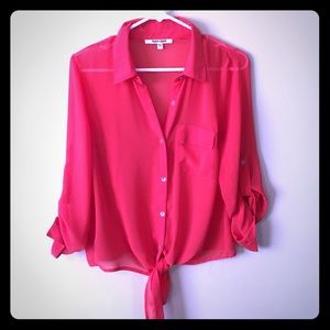 Blood orange shear shirt.