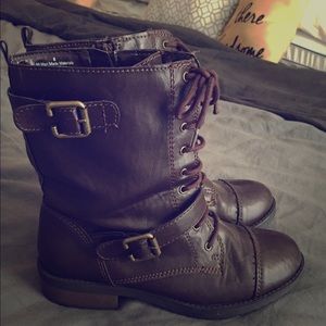 Dark brown combat boots