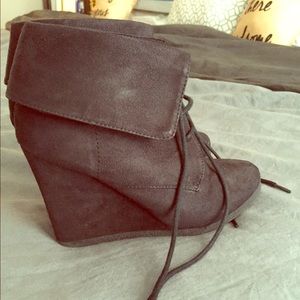 Black wedge booties
