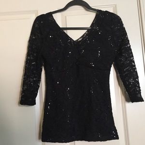 Boston Proper elegant long sleeve lace top