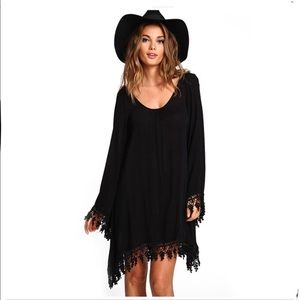 Black fringe dress with long sleeves!