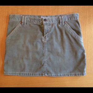 Green cord mini skirt