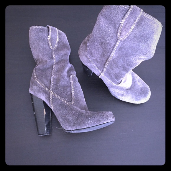 Grey suede ankle boots