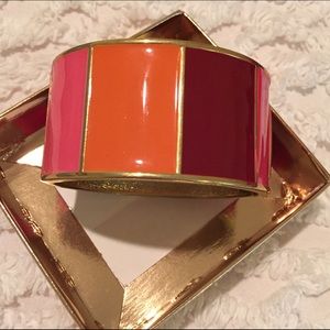 Pink and gold color blocked spring bangle