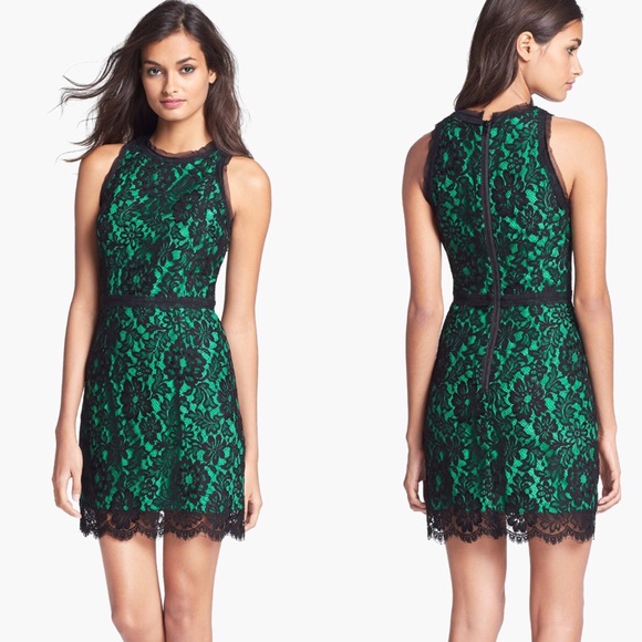 Milly Dresses & Skirts - Milly Black lace & green dress
