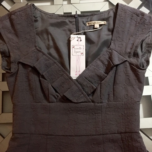 SOLD NWR Auth Gray Brocade Nanette Lepore dress 0 - Picture 2 of 4