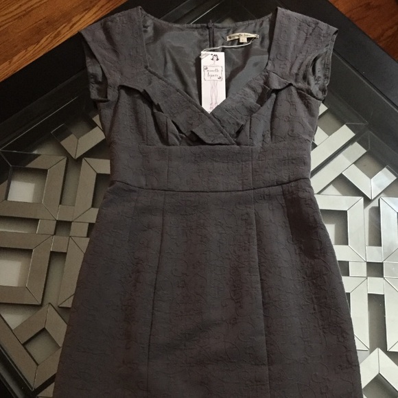 SOLD NWR Auth Gray Brocade Nanette Lepore dress 0 - Picture 3 of 4